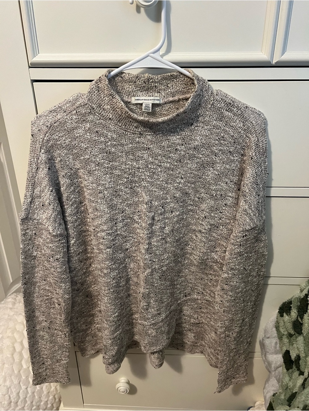 American Eagle Outfitters Marled Light Gray Low Turtleneck Sweater